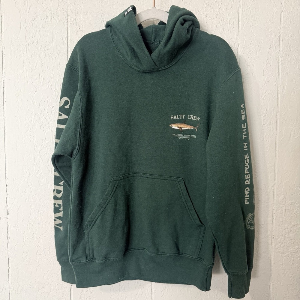 Salty‎ Crew Boys Green Hoodie Sweatshirt Pullover Medium